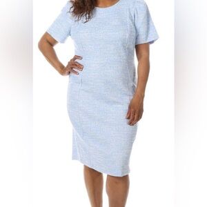 Calvin Klein Blue Puff Sleeve Sheath Dress